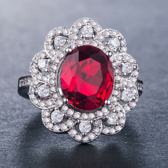 Jewelry - 925 Silver  Oval Cut Ruby Ring New